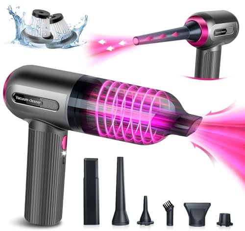 Uplayteck Aspirateur à Main 9000 Pa - Mini Aspirateur Voiture sans Fil Puissant, Aspiration et Soufflage 2 en 1, 3 Vitesses Portable Aspirateur avec HEPA Filtre pour PC Maison Voiture Bureau Canapé