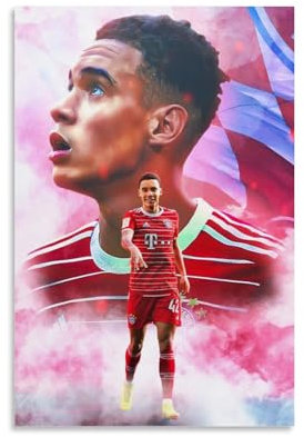 QEWSAR Jamal Musiala Fußballstar-Poster, Wandkunst, Rollen, Leinwand, Gemälde, Bild, Wohnzimmer-Dekoration, Zuhause, 30 x 45 cm