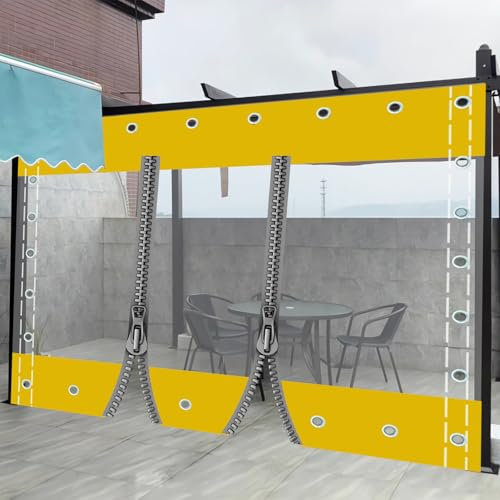 Panel Lateral de Lona de Cenador con Cremallera (Alto x Ancho), 2,4x2,4m/7.87x7.87ft Cortinas de Lona Exterior con Ojales,Lona Transparente Impermeable,para Pérgola, Porche, Patio,Terrazas