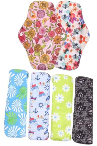 KOMBIUDA 6pièces Serviettes Hygiéniques Lavables De Protections Mensuelles Réutilisables Confort Et Absorption Optimale