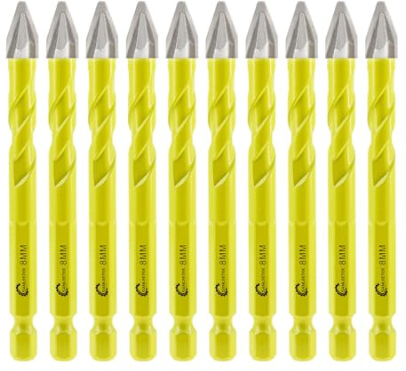 Foret Excentrique à Tête Crochue - SANLEETEK Set de Foret Carrelage pour Bois Plastique Maçonnerie Carreaux de céramique Béton Marbre 10 pièces 8mm, Queue à Changement Rapide