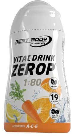 Best Body Nutrition Zerop Getränkekonzentrat ACE, 48 ml | Zuckerfrei, kalorienarm, mit Vitamin B1, B6 und Niacin, Mischverhältnis 1:80, Geschmack ACE