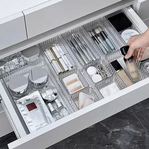 YHANEC Schubladen Organizer,6 Stücke Schminktisch Organizer mit 5 Größen | Drawer Make up Ordnungssystem, für Schminktisch, Schublade, Makeup,Küchen,Büro,Bad