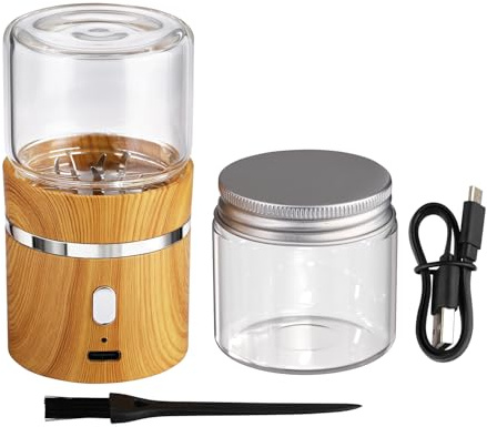 Electric Herb Grinder, 2 x 3.5 Mini Size Electric Spice Grinder with 2 Pcs 1.7oz/50ml Glass Jars, Automatic Herb Grinder (Not for Beans or Nuts)