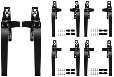 AKOLAFE 10 Pack Window Handles for UPVC Windows, UPVC Window Handle Replacement Universal Double Glazing Window Handles Aluminum Material, Black
