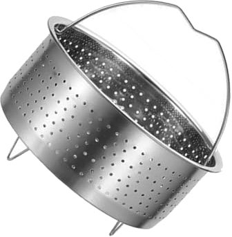 Stainless Steel Steamers Drain Basket Steaming Rack Stand with Handle Steaming Tray for Rice Eggs Vegatable and Meat