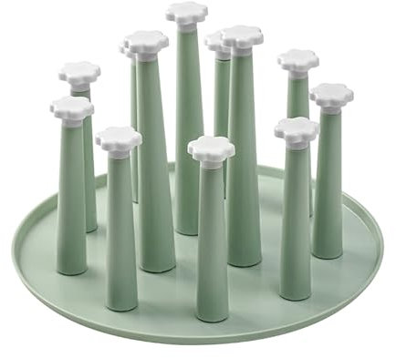 Bncxdc Glass Cup Drying Holder, Water Mug Drainer Stand, Straw Bottle Drying Organizer Holder Tree, Draining Organizer Storage Rack, Home Kitchen Supplies Utensil - 12 Cups Stand, Green