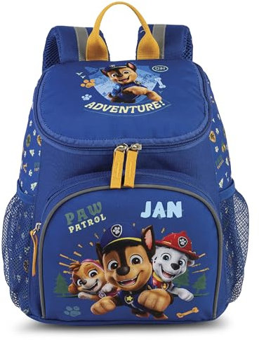 Kindergartenrucksack Paw Patrol Jungen, Personalisiert mit Name, Kinderrucksack Toploader mit Vortasche, 8L Blau