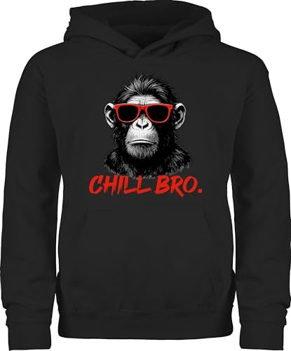 Shirtracer - Kinder Hoodie Jungen Mädchen - Chill Bro Cooler AFFE Geschenk Statement lustig I Junge Männer I Zocker Sprüche Teenager Geschenk Gamer I Coole Sprüche Zocken