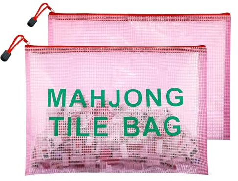 Colorato 2Pack Mahjong Tile Bag, Case for American Mah jong Set, Mahjong Gifts Accessories, Card Holder Bouch, Red (Case Only)