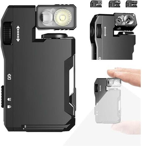 SJH G5 Rechargeable EDC Flashlight, 400 Lumens Rechargeable Mini Flashlight with 180° Rotation & Dual Light, 3 Lighting Modes, IP68 Waterproof, for Outdoor Home (Black)