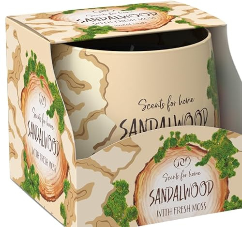 LivuX Duftkerze im Glas Sandelholz – Warmer, holziger Duft – Aromakerze 100g – ca. 25h Brenndauer – Ø 7,5 cm – Wellnessgefühl – 1335
