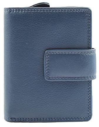 Womens Premium Leather Purse Bi-Fold Multi-Card Slots Cash Coins Wallet HOL311 (Navy)