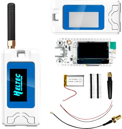 Heltec V3 ESP32 LoRa Dev Board Case Battery Kit | White, 800mAh, ESP32-S3, support Meshtastic LoRaWAN WiFi,IoT for Smart Home Industrial Control