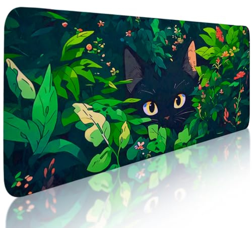 JJQHYC Große Gaming Mauspad 80 x 30 cm – Niedliche Schreibtischunterlage mit Rutschfester Gummibasis, XL-Mauspad für PC und Laptop, Schreibtischschutzmatte, grün