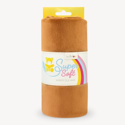 kullaloo Plüsch Stoff SuperSoft SHORTY in vielen Farben - 1,5mm Florlänge, EN 71-3 & EN 71-9 Zertifiziert (fuchsbraun/ginger)