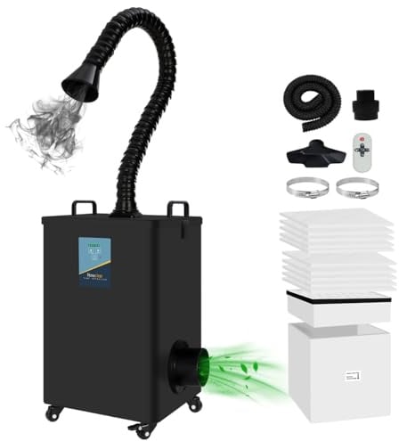 FumeClear FC-2002A Rauchabsaugung für 10-40W Lasergraviermaschinen Für A10, S2, L2, K1, A1, S1 u.a. – Starke Saugleistung 260-330 m³/h Lötrauchabsaugung, Geräuscharm mit 12 Filtern