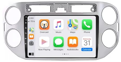 Radio para Automóvil con GPS para Volkswagen VW Golf 5 Plus TIGUAN 2007-2016 Android 15 9 Pulgadas Portátil de Pantalla de Coche Lien Miroir para, 4 Core 2G+64G