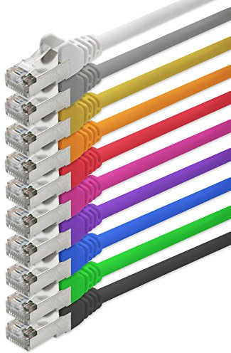 1aTTack - Cable de red (10 unidades, 7,5m, cat. 5, SFTP, apantallado, par cruzado, conectores RJ45)