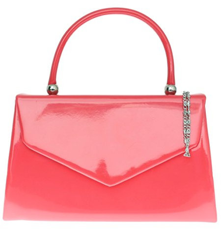 Girly Handbags Glänzende, schlichte Tasche mit Henkel Koralle