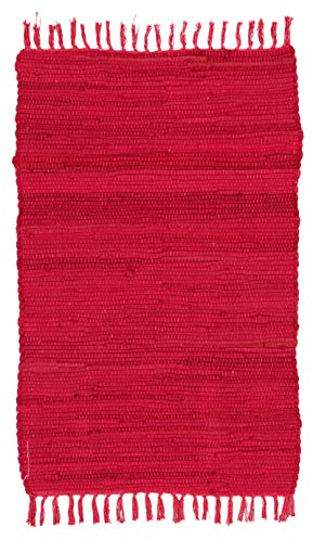 ABC Italia Italia Fleckerlteppich Läufer Reine Baumwolle 30C In Waschmaschine Waschbar , Größe:60 x 200 cm, Rot