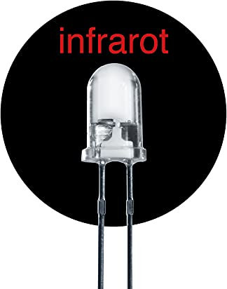 Lumetheus LED IR infrarot 5mm 20 mcd 100 Stück Leuchtdioden ca. 1,5 V Diode 2 Pin LEDs Gehäuse klar