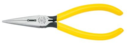 Klein Tools D203-6H2 Long Nose Side-Cutter Stripping Pliers, Induction Hardened and Heavier for Increased Cutting Power, 6-Inch