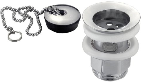 Cornat TEC317413 Waschtisch-Ablaufventil mit Stopfen 1 1/4 Zoll, chrom