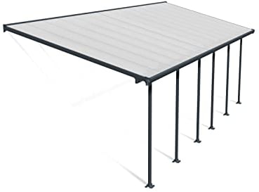 Palram Canopia by Terrassenüberdachung Alu Feria 3X8.51 Polycarbonat Hohlkammerplatten Pergola 851 x 300 cm Grau zur Überdachung ihrer Terrasse.