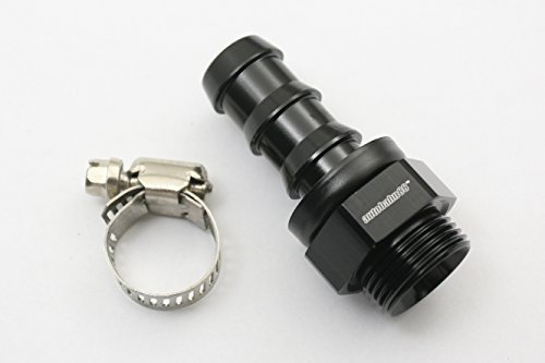 Autobahn88 Raccordo a pressione per tubo flessibile in alluminio anodizzato per radiatore dell'olio con porta M22x1,5 - Dritto, AN12, (nero), con fascetta stringitubo