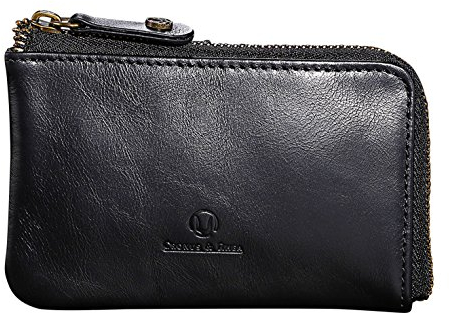 Cronus & Rhea® | Porte-clés de Luxe en Cuir Exclusif (Aeacus) | Porte-clés - étui à clés | Cuir véritable | avec boîte-Cadeau élégante | Hommes - Femmes (Noir)