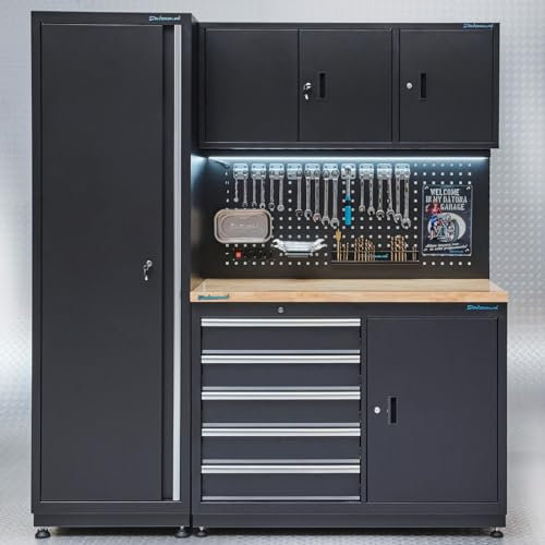 Werkbank 120 cm mit schmalem Werkzeugschrank