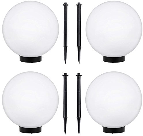 Green Blue GB166 4 lámparas solares para exteriores con forma de bola solar LED para iluminación de jardín (blanco, 4 unidades - 25 cm)
