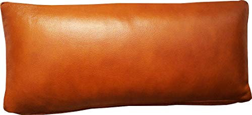 Quattro Meble Cognac Farbe Echtleder Nackenkissen Lederkissen Sofa Dekokissen Rindsleder Kissen Kopfstützen Kopfkissen (22 x 70 cm)