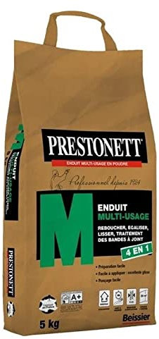 Enduit Lissage et Rebouchage 4 en 1 PRESTONETT M Multi-Usage en Poudre en Sac 5 KG pour Intérieur