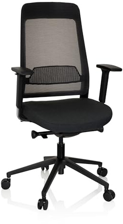 hjh OFFICE 790000 Profi Bürostuhl CHIARO T1 Stoff Schwarz ergonomischer Drehstuhl, Sitzhöhe & -Tiefe verstellbar, Netzrücken