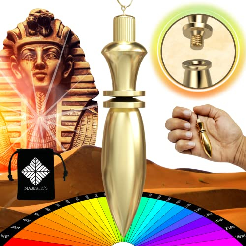 Ägyptisches Pendel THOT mit Zeuge - Radiästhesie Pendel - Esoterik/Orakel Pendel – Geobiologie, Stimmungsmann, Reise, Magnetisierer – Gold – 38 Gr