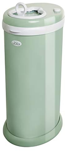 Ubbi Cubo de basura de acero con bloqueo de olores, no requiere bolsa especial, ahorro de dinero, galardonado, diseño moderno, papelera de pañales imprescindible, color verde salvia