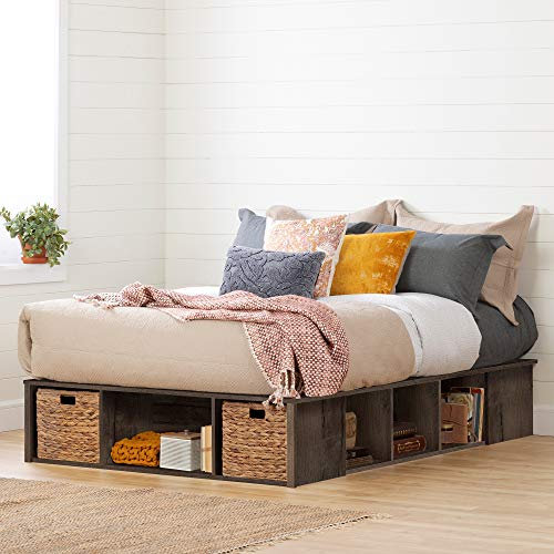 South Shore Storage Bed with Baskets, Double, Fall Oak