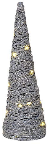 URBNLIVING LED Light Up Christmas Tree Cones, Pyramid Shaped Xmas Cone Trees with Fairy Lights, Window Display Home Decor (Silver with Glitter, 80cm)