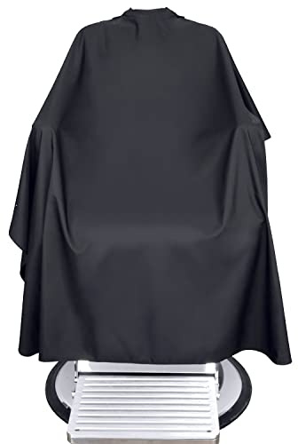 TRU BARBER Cape de Coiffeur XXL, avec collier en silicone, 100% polyester, cape de barbier professionnel, 127 x 147 cm
