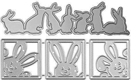 2 Stück Stanzmaschine Stanzschablone, Ostern Hase Scrapbooking Stanzschablonen Stanzformen Prägeschablonen Papier Handwerk Deko Festival Karten Geschenk (Silber) (Silber)