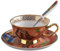 Jiotouhu Ensemble tasse et soucoupe de style européen en porcelaine anglaise pour petit déjeuner, maison, cuisine, motifs oiseaux et arbres (rouge)