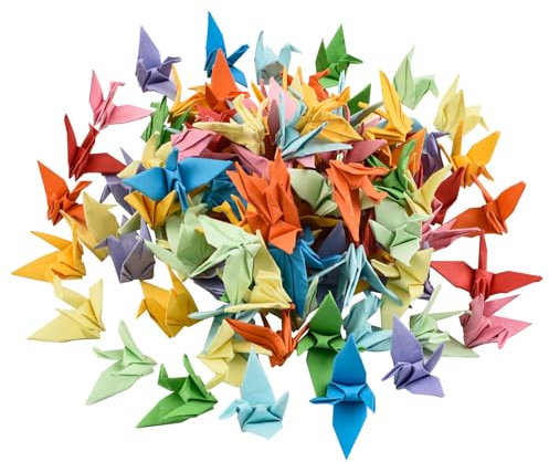 WANDIC Grúas de Papel de Origami, 100 Piezas Hechas a Mano dobladas de Papel de Origami grúa Guirnalda para Bodas, Fiestas, telón de Fondo, decoración del hogar, Color Mixto