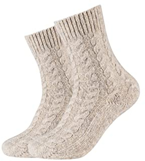 Camano Damen Kuschelsocken Flauschig Warm Damen Zopfmuster Norweger Winter 2er Pack