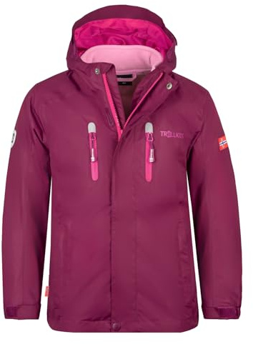 Trollkids Kids Myrdal 3in1 Jacket PRO 164, Plum/Fireberry
