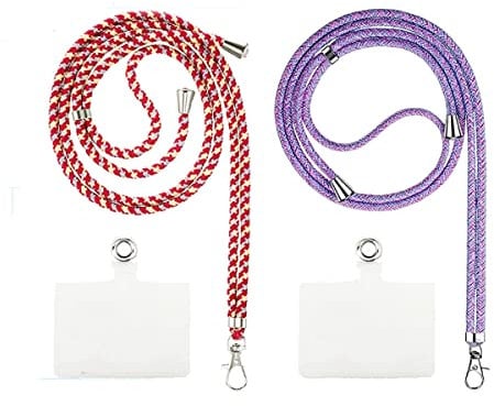 Morices 2 Pcs Universal Cell Phone Lanyard with Patches, Adjustable Nylon Neck Strap Crossbody Strap for Badge Key, Multipurpose Phone Necklace Compatible with Most Smartphone (Colorful)