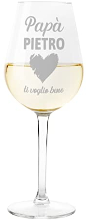 Colorfamily Calice Personalizzato Vino Ti voglio bene Papà PERSONALIZZABILE con nome Compleanno Natale Matrimonio Fidanzamento - Bicchiere in Vetro 500 ml