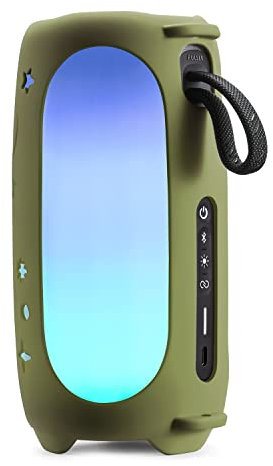 Silikon-Schutzhülle für JBL Pulse 5 Bluetooth-Audio-Lautsprecher mit Schultergurt und Karabiner, Grün