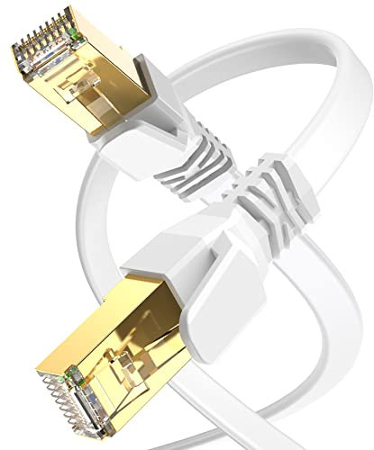 SWECENT CAT 8 Ethernet Cable 30M,Flat High Speed Internet Heavy Duty Network Cord,Professional Durable LAN Cable Shielded in Wall, Buried,Indoor&Outdoor-White
